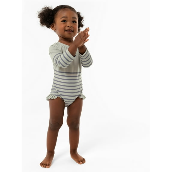 Modern Moments by Gerber Baby and Toddler Girl Long Sleeve Swimsuit, Sizes 12M - 5T