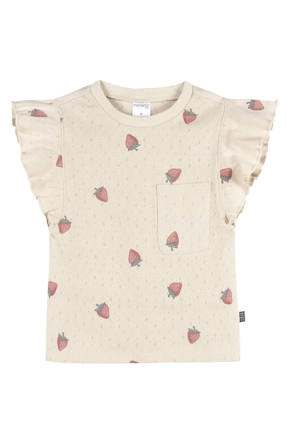 by Gerber Baby and Toddler Girl Organic Pleated Ruffled Top, Sizes 0/3 Months - 5T