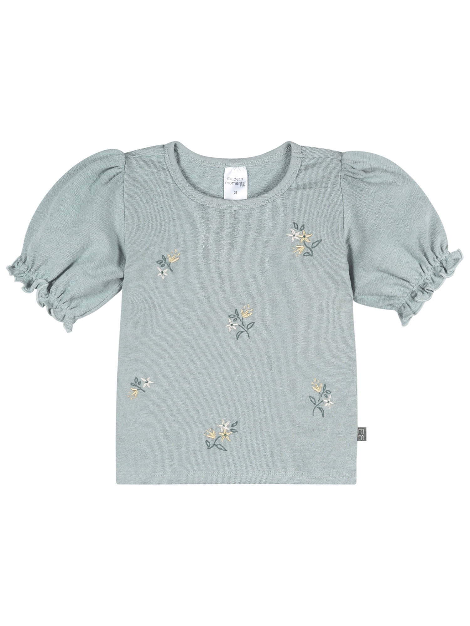 Modern Moments by Gerber Baby and Toddler Girl Organic Ruffle Puff Sleeve Top, Sizes 0/3 Months - 5T
