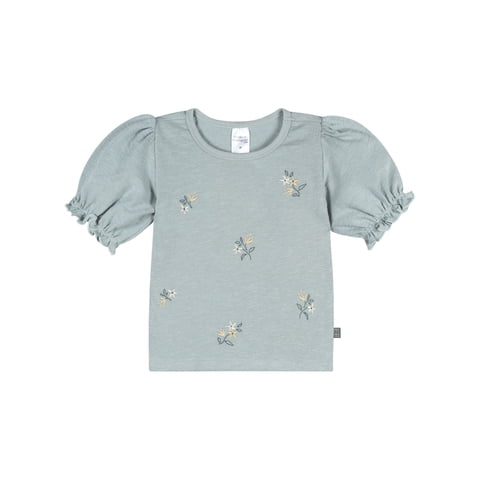 by Gerber Baby and Toddler Girl Organic Ruffle Puff Sleeve Top, Sizes 0/3 Months - 5T