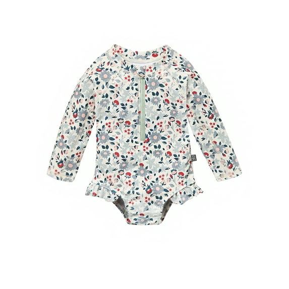 Modern Moments by Gerber Baby and Toddler Girl Peplum Ruffle Rash Guard, Sizes 0/3M - 5T