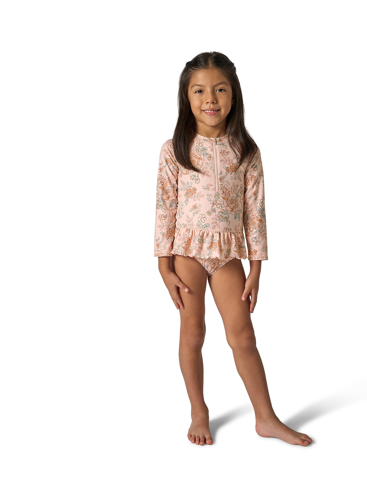 Modern Moments by Gerber Baby and Toddler Girl Peplum Ruffle Rash Guard, Sizes 0/3M - 5T