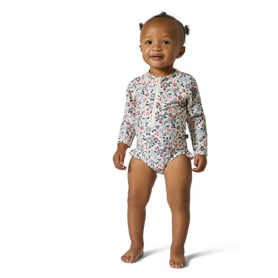 Modern Moments by Gerber Baby and Toddler Girl Peplum Ruffle Rashguard, Sizes 0/3M - 5T