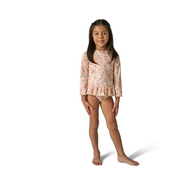 Modern Moments by Gerber Baby and Toddler Girl Peplum Ruffle Rashguard, Sizes 0/3M - 5T
