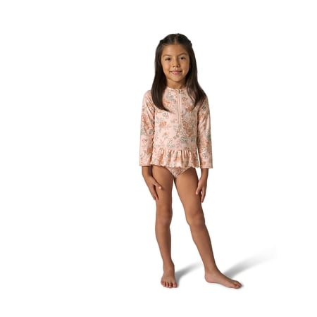 Modern Moments by Gerber Baby and Toddler Girl Peplum Ruffle Rashguard, Sizes 0/3M - 5T