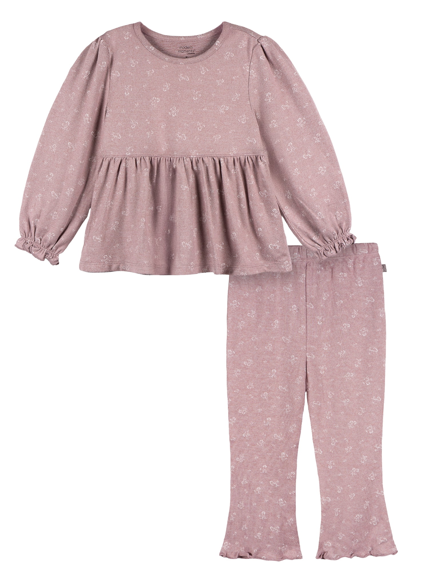 Modern Moments by Gerber Baby and Toddler Girl Peplum Top and Legging Outfit Set, 2-Piece, Sizes 0/3 Months - 5T
