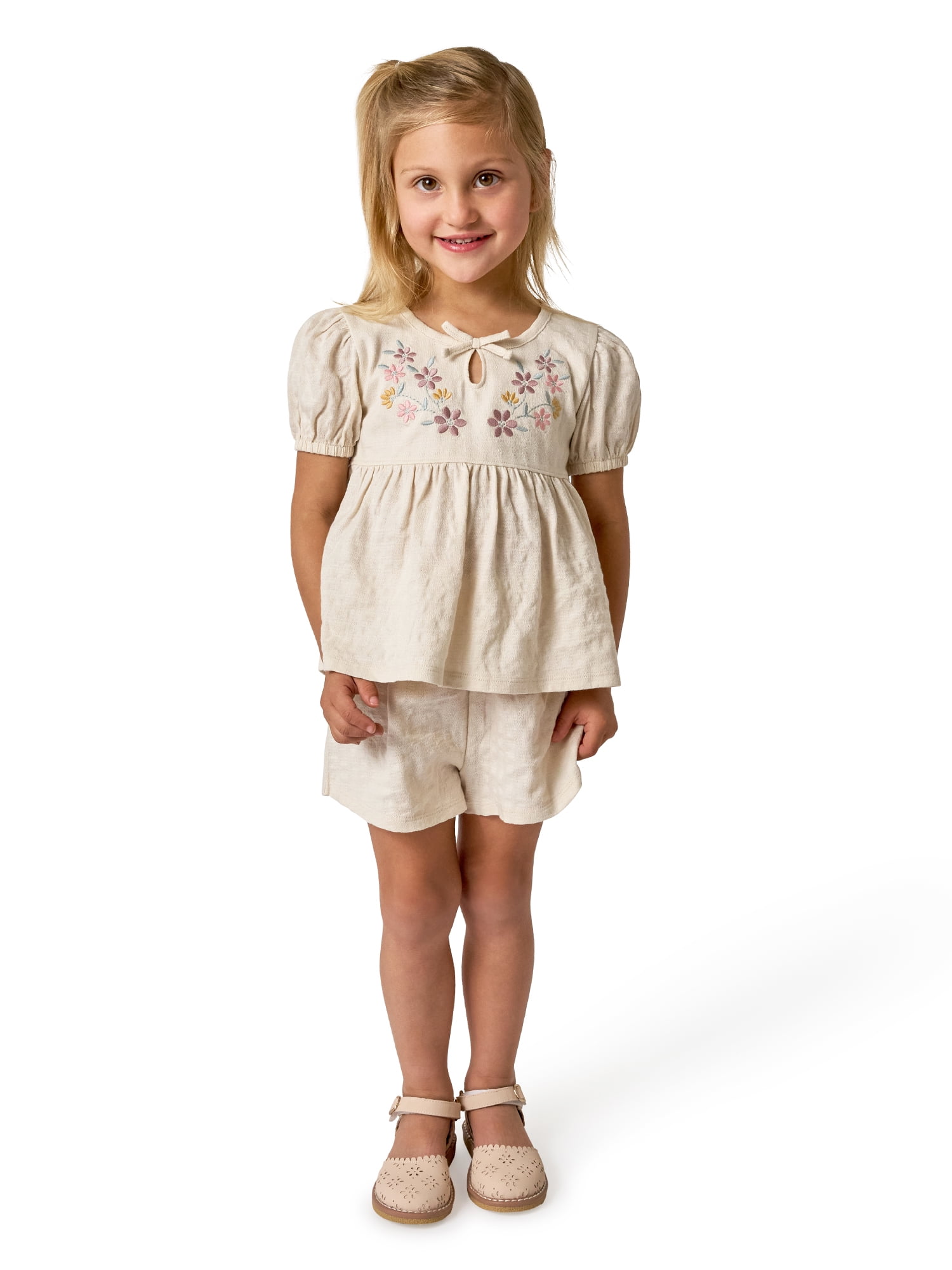 Modern Moments by Gerber Baby and Toddler Girl Puff Sleeve Outfit Set, 2-Piece, Sizes /3 Months - 5T