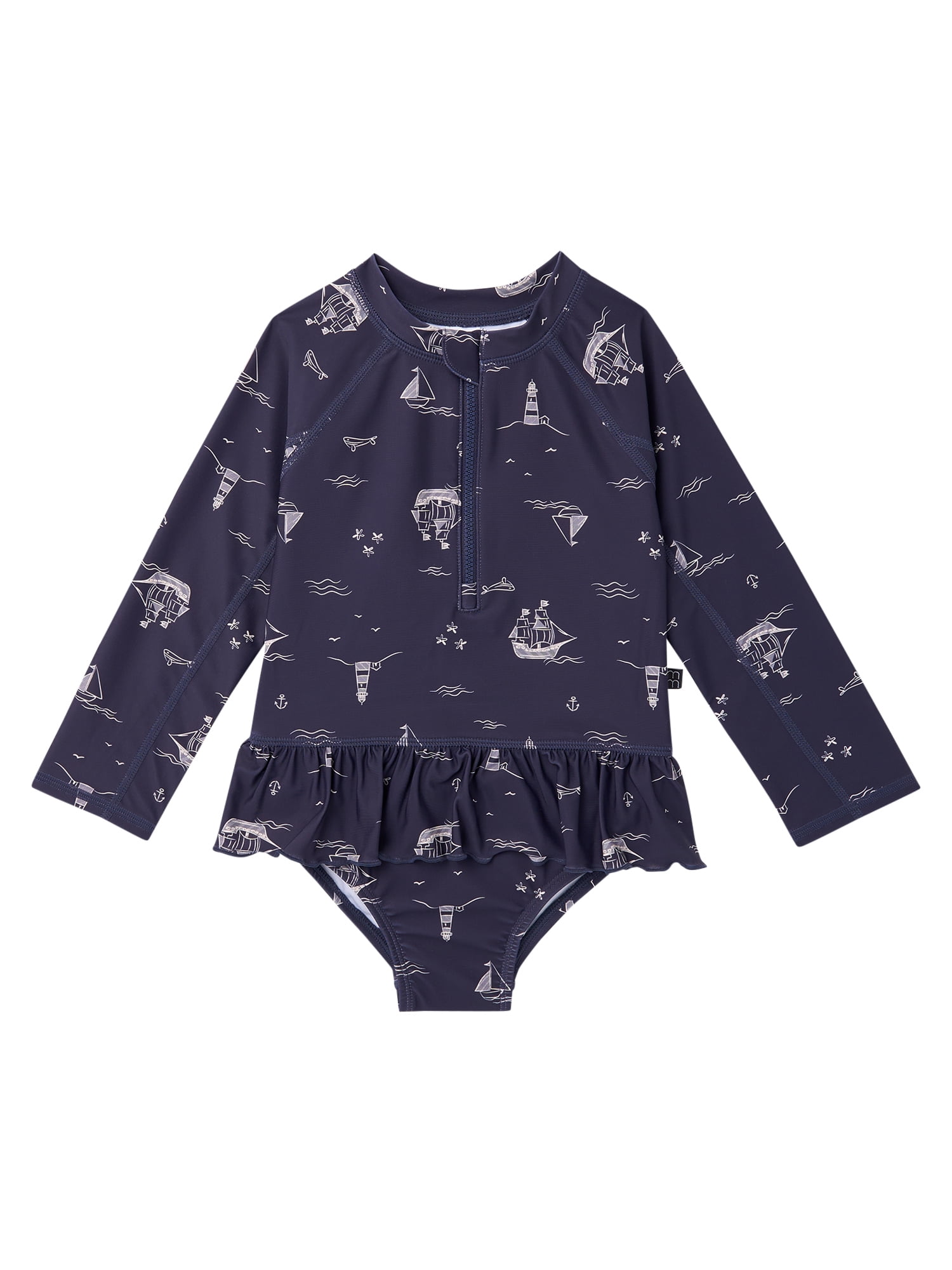 Modern Moments by Gerber Baby and Toddler Girl Rash Guard with Ruffles, Sizes 0/3M-5T