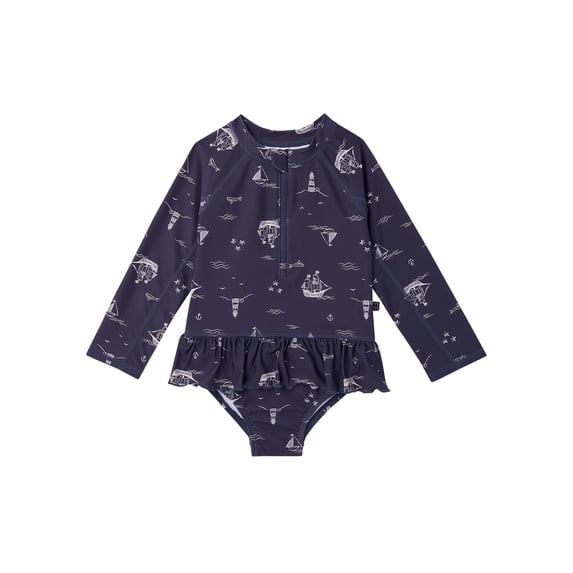Modern Moments by Gerber Baby and Toddler Girl Rash Guard with Ruffles, Sizes 0/3M-5T