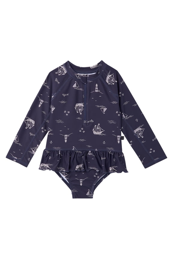 by Gerber Baby and Toddler Girl Rash Guard with Ruffles, Sizes 0/3M-5T