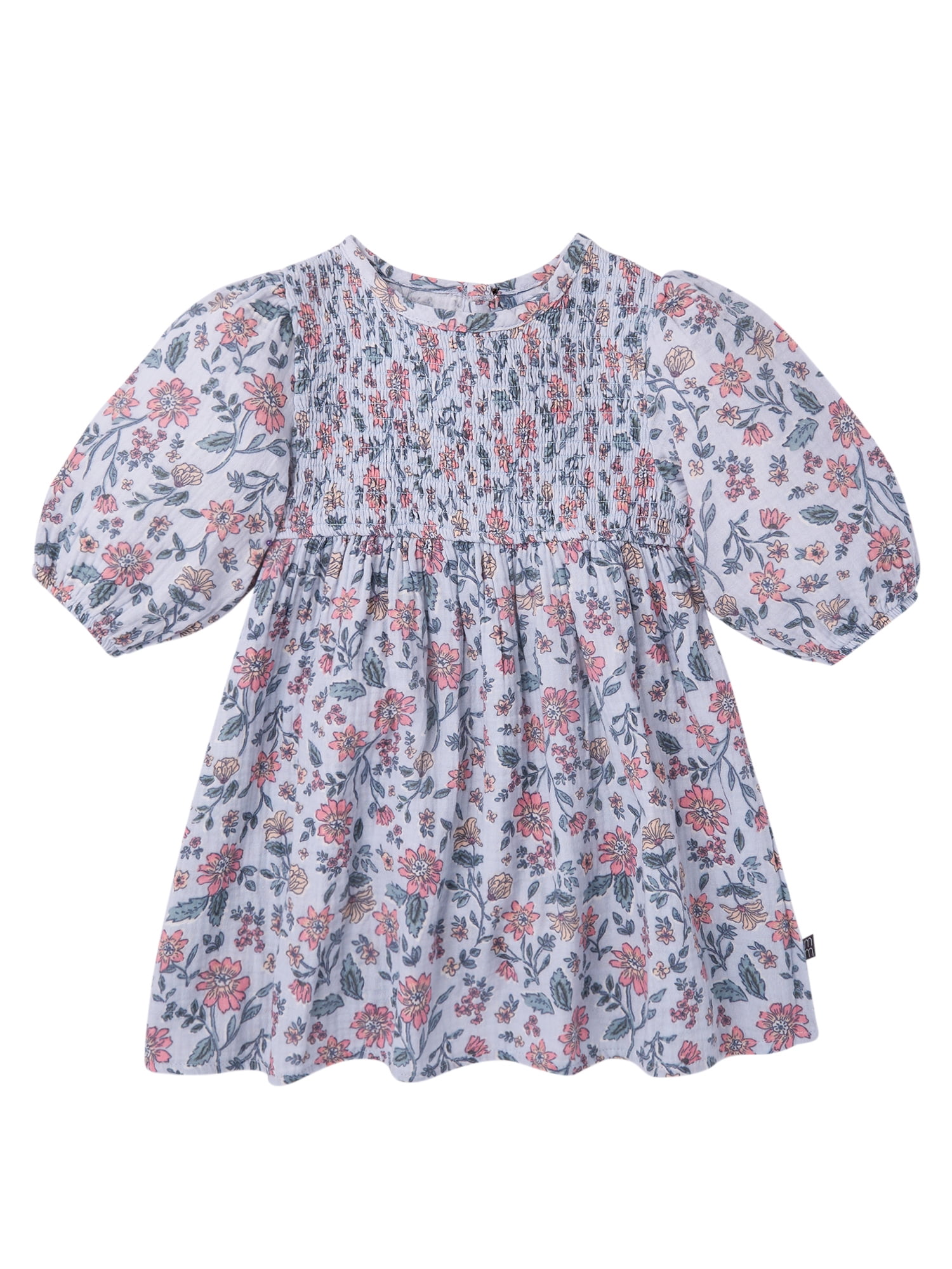 Modern Moments by Gerber Baby and Toddler Girl Smocked Dress with Puff Sleeves, Sizes 0/3 Months - 5T
