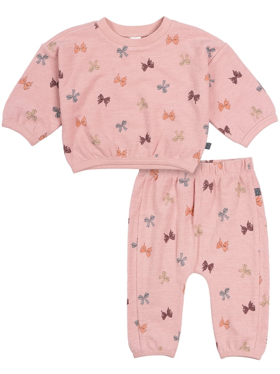 by Gerber Baby and Toddler Girl Top and Pant Outfit Set, Sizes 0/3 Months - 5T