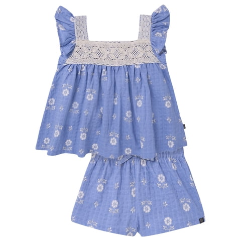 Modern Moments by Gerber Baby and Toddler Gril Square Neck Ruffle Outfit Set, 2-Piece, Sizes 0/3 Months - 5T