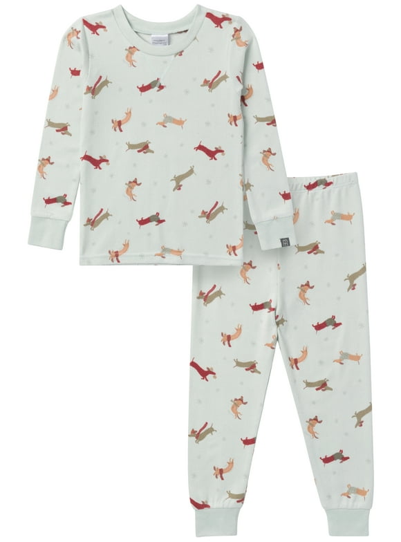 by Gerber Gender Neutral Tight Fitting Christmas Pajama Set, 2-Piece, Sizes 12 Months - 12 Kids