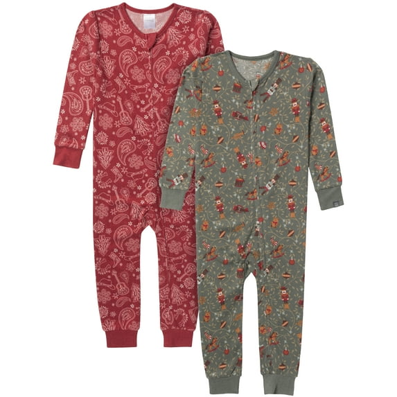 Modern Moments by Gerber Christmas One-Piece Pajamas, 2-Pack, Sizes 12 Months - 5T