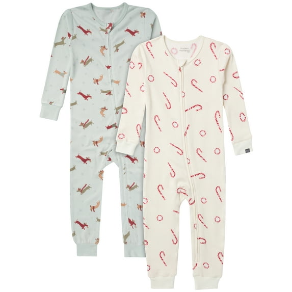 Modern Moments by Gerber Christmas One-Piece Pajamas, 2-Pack, Sizes 12 Months - 5T