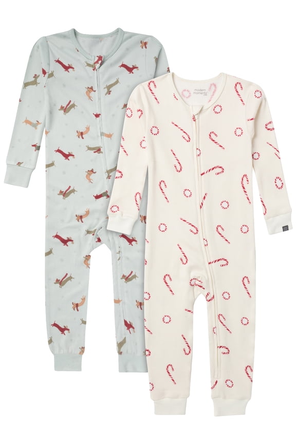 by Gerber Christmas One-Piece Pajamas, 2-Pack, Sizes 12 Months - 5T