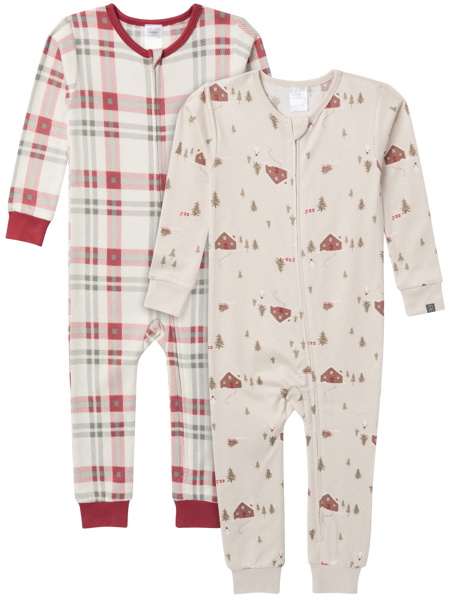 Modern Moments by Gerber Christmas One-Piece Pajamas, 2-Pack, Sizes 12 Months - 5T