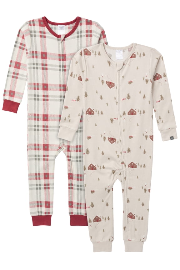 by Gerber Christmas One-Piece Pajamas, 2-Pack, Sizes 12 Months - 5T