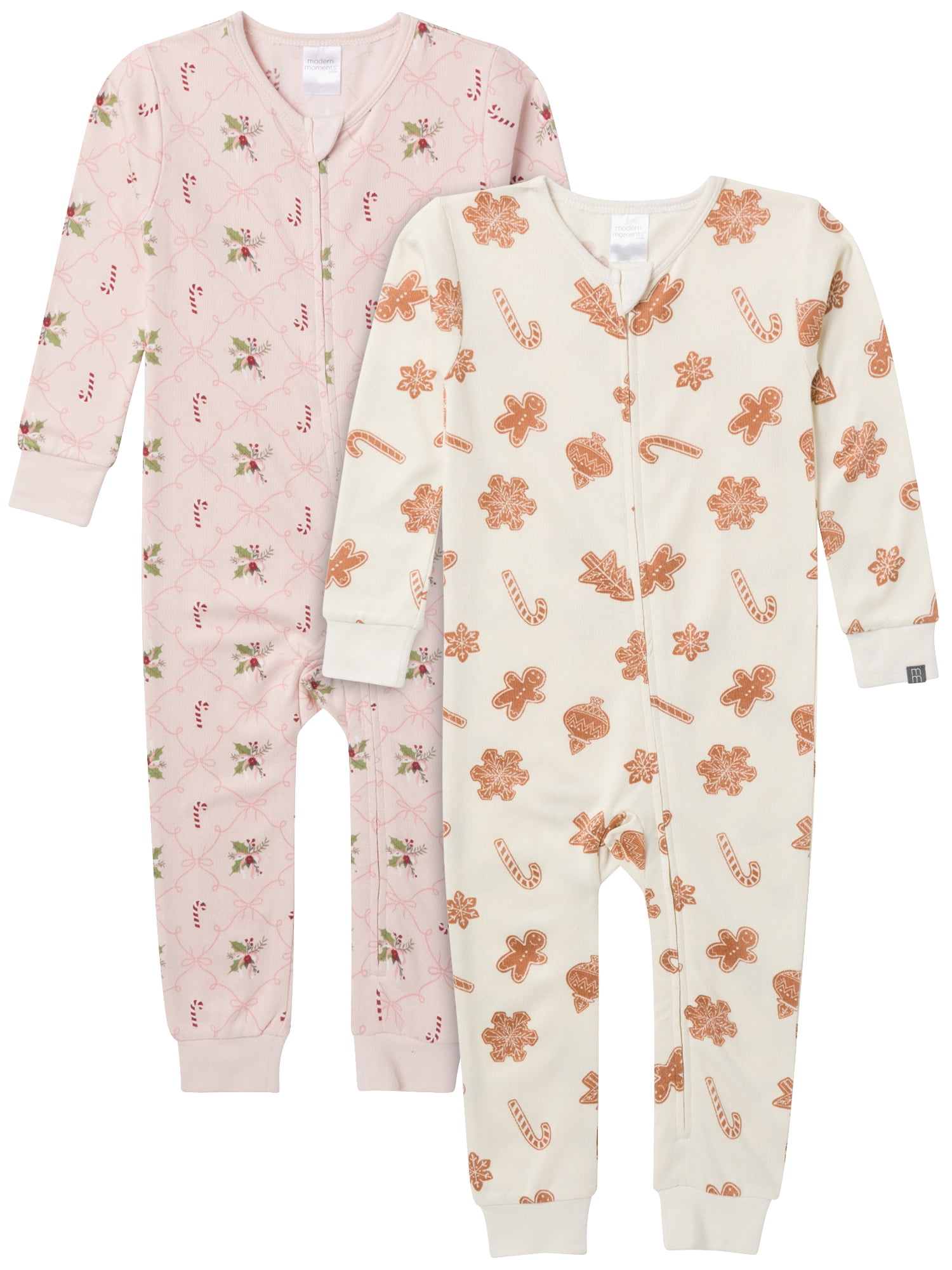Walmart discount codes: Modern Moments by Gerber Christmas One-Piece Pajamas, 2-Pack, Sizes 12 Months - 5T