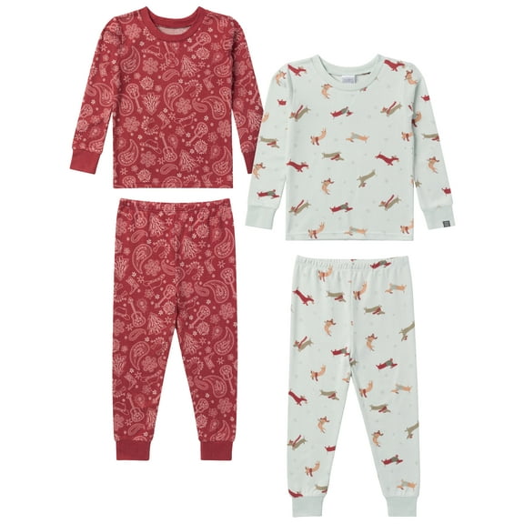 Modern Moments by Gerber Christmas Pajamas, 4-Piece, Sizes 12 Months - 5T