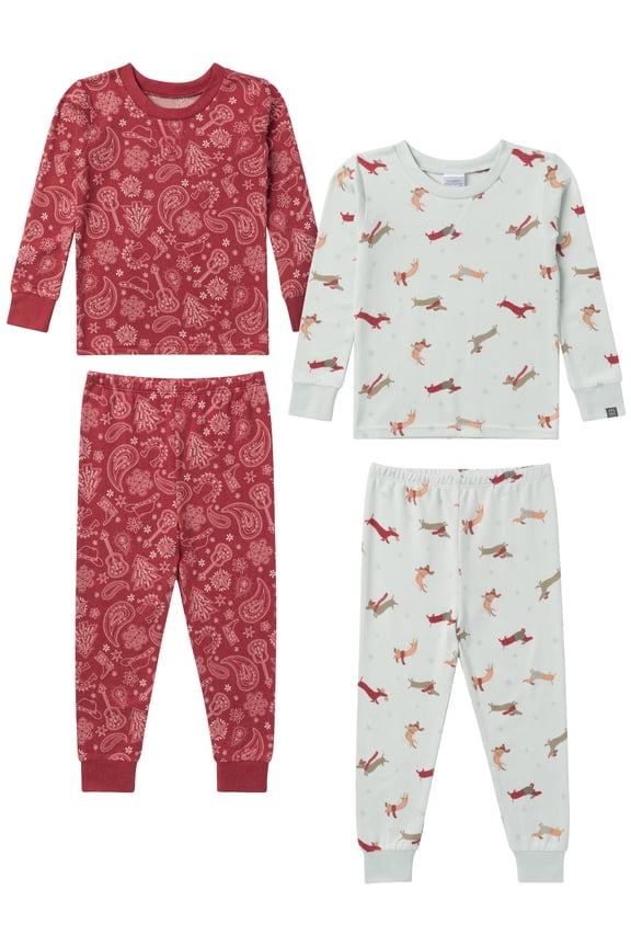 by Gerber Christmas Pajamas, 4-Piece, Sizes 12 Months - 5T
