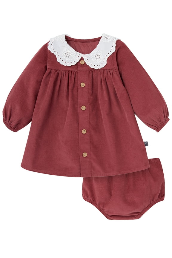 by Gerber Dress With Crochet Lace Collar and Diaper Cover, 2-Piece, Sizes 0/3 Months - 24 Months