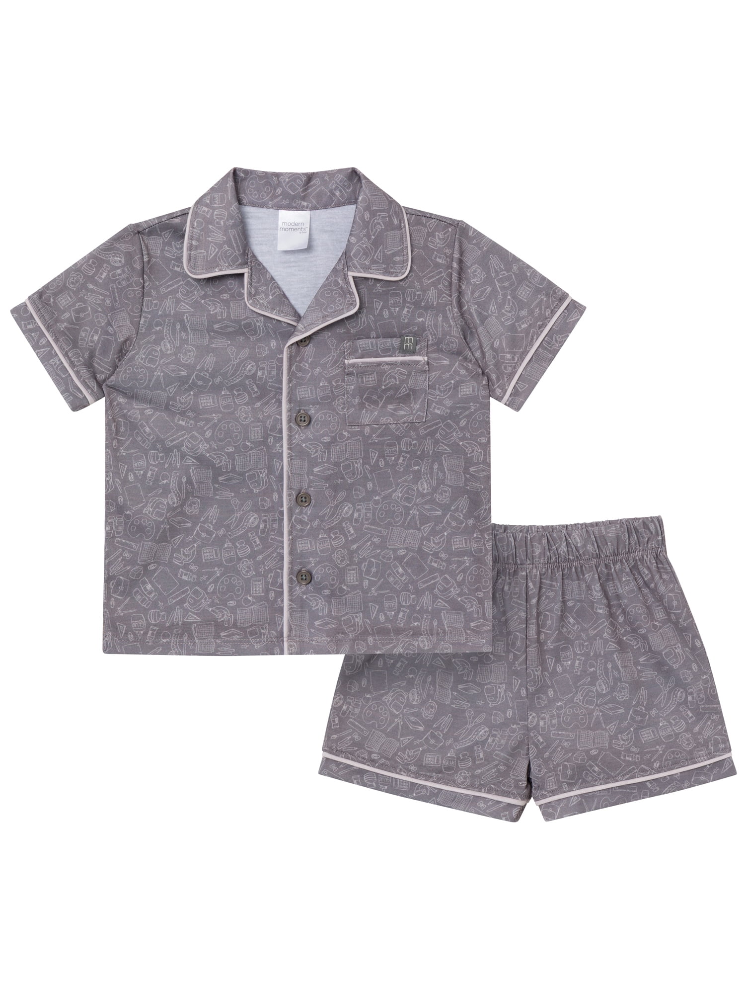 Modern Moments by Gerber Gender Neutral Coat Pajama Short Set, 2-Piece, Sizes 12 Months - 5T