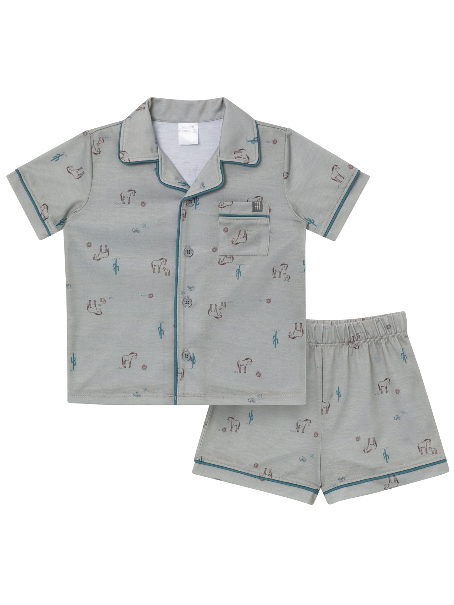 Modern Moments by Gerber Gender Neutral Coat Pajama Short Set, 2-Piece, Sizes 12 Months - 5T