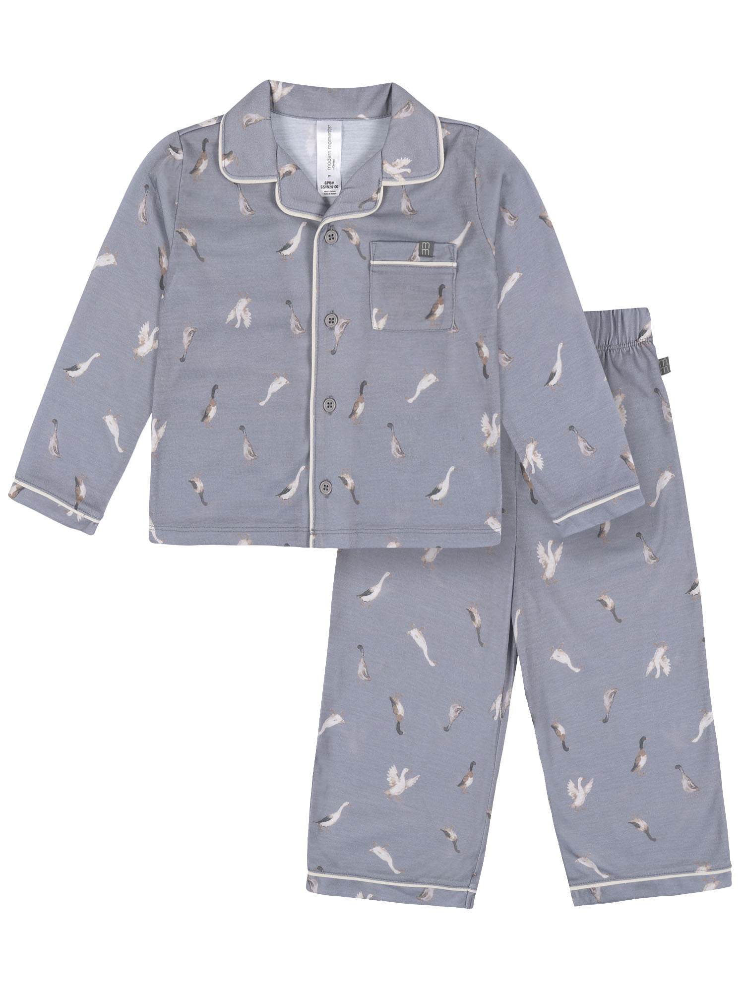 Modern Moments by Gerber Gender Neutral Long Sleeve Coat Pajama Set, 2-Piece, Sizes 12 Months - 5T