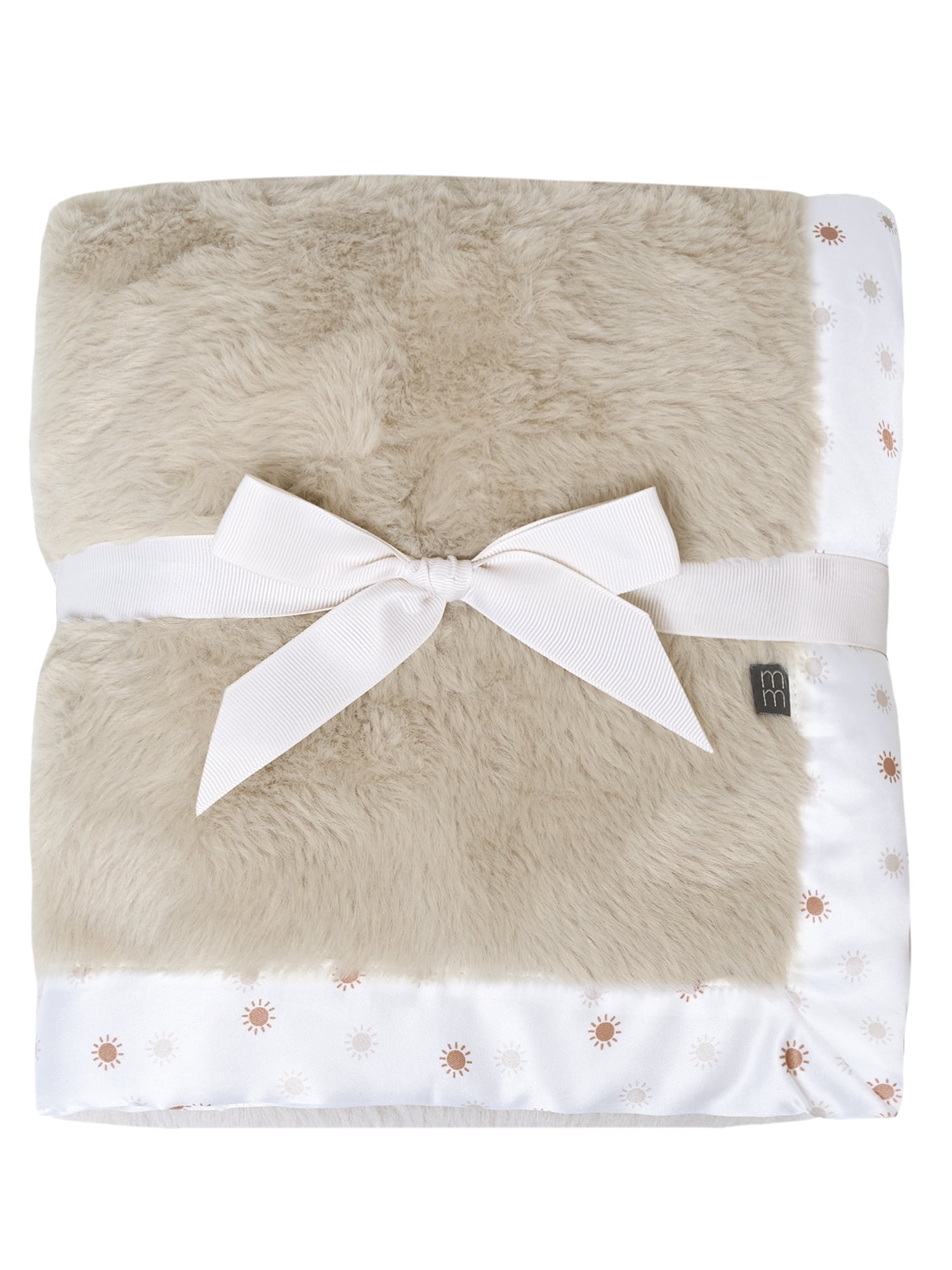 Modern Moments by Gerber Gender Neutral Plush Blanket with Satin Trim, Tan
