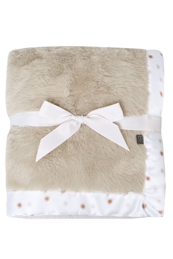 by Gerber Gender Neutral Plush Blanket with Satin Trim, Tan