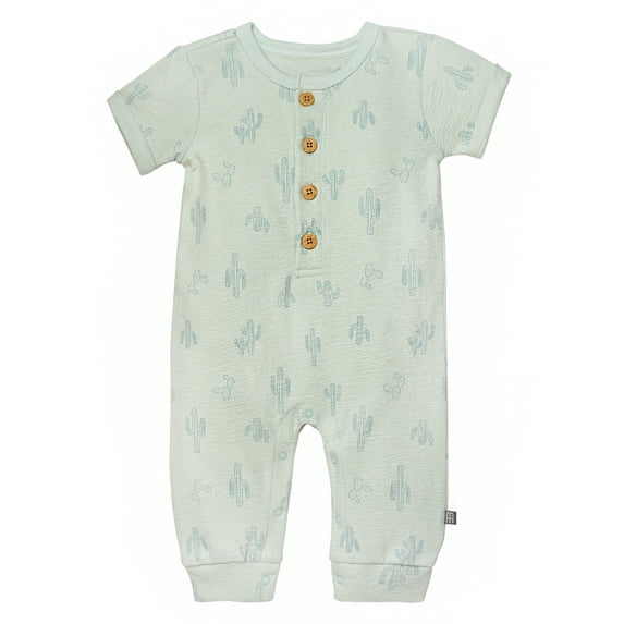 Modern Moments by Gerber Gender Neutral Short Sleeve Henley Romper, Sizes 0/3 Months - 24 Months