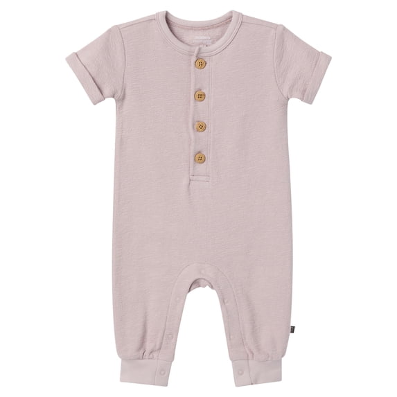 Modern Moments by Gerber Gender Neutral Short Sleeve Henley Romper, Sizes 0/3 Months - 24 Months