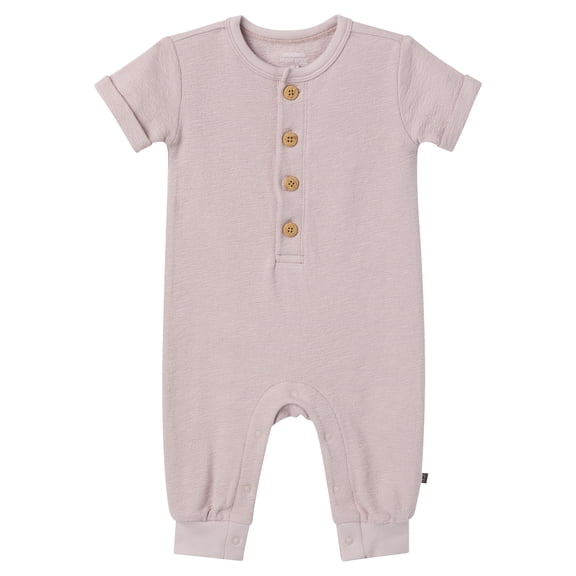 Modern Moments by Gerber Gender Neutral Short Sleeve Henley Romper, Sizes 0/3 Months - 24 Months