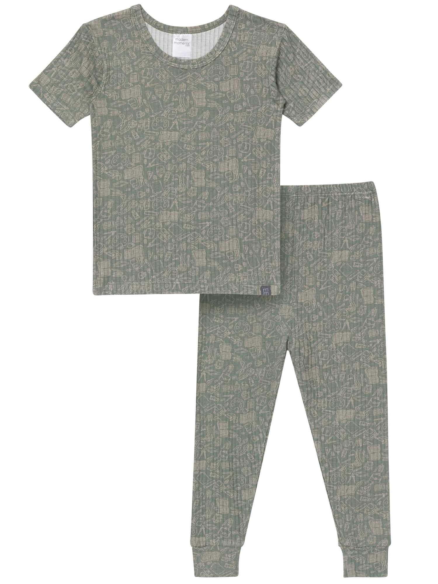 Modern Moments by Gerber Gender Neutral Viscose Short Sleeve Pajama Set, 2-Piece, Sizes 12 Months - 5T