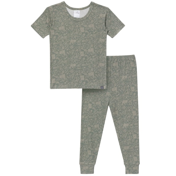 Modern Moments by Gerber Gender Neutral Viscose Short Sleeve Pajama Set, 2-Piece, Sizes 12 Months - 5T