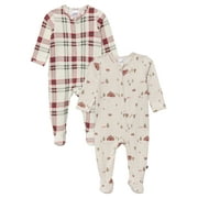 MODERN MOMENTS by Gerber Gender Neutral Sleep ´N Play Christmas Pajamas, 2-Pack, Sizes Newborn - 6/9 Months