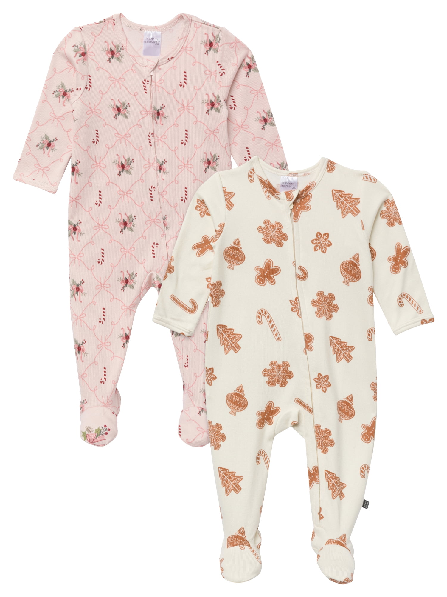 Modern Moments by Gerber Gender Neutral Sleep ´N Play Christmas Pajamas, 2-Pack, Sizes Newborn - 6/9 Months