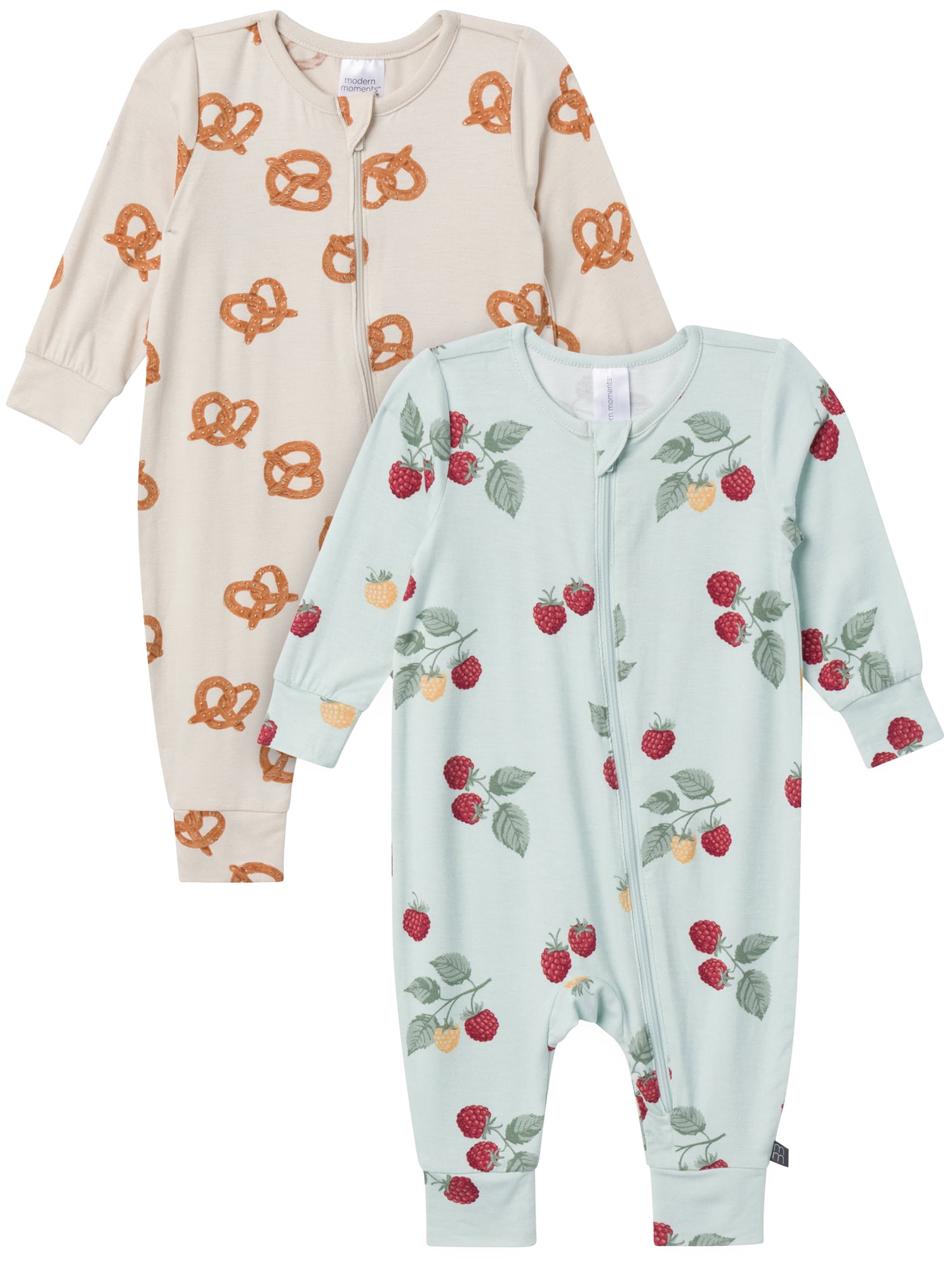 Modern Moments by Gerber Baby Neutral Super Soft Viscose 2-Pack Coveralls, Sizes Newborn - 12 Months