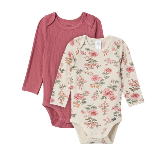 Modern Moments by Gerber Gender Neutral Super Soft Viscose Long Sleeve Bodysuits, 2-Pack, Sizes Newborn - 12 Months