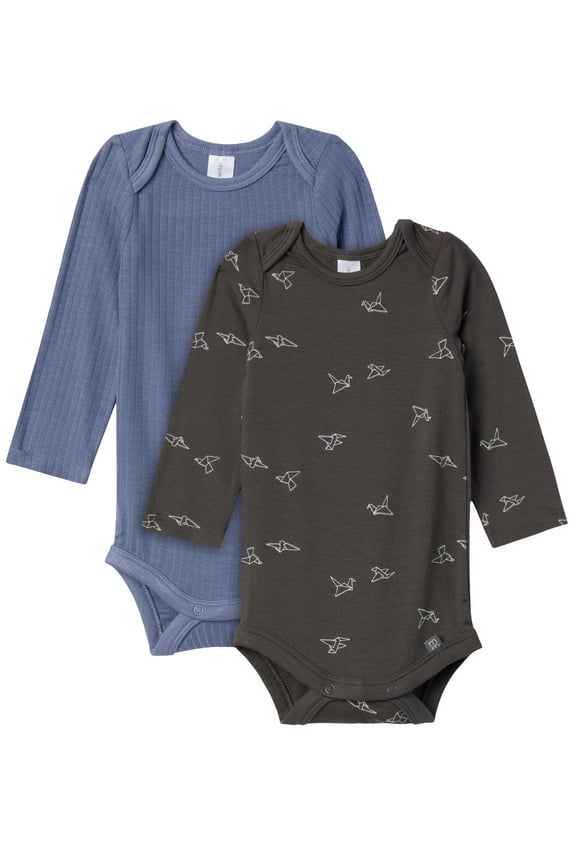 by Gerber Gender Neutral Super Soft Viscose Long Sleeve Bodysuits, 2-Pack, Sizes Newborn - 12 Months