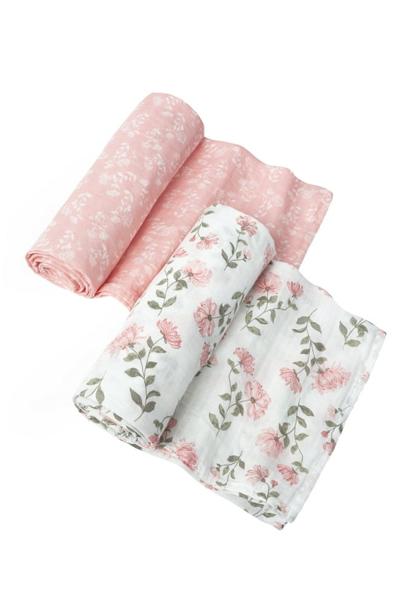 by Gerber Gender Neutral Ultra Soft Swaddle Blankets, 2-Pack, Pink Floral