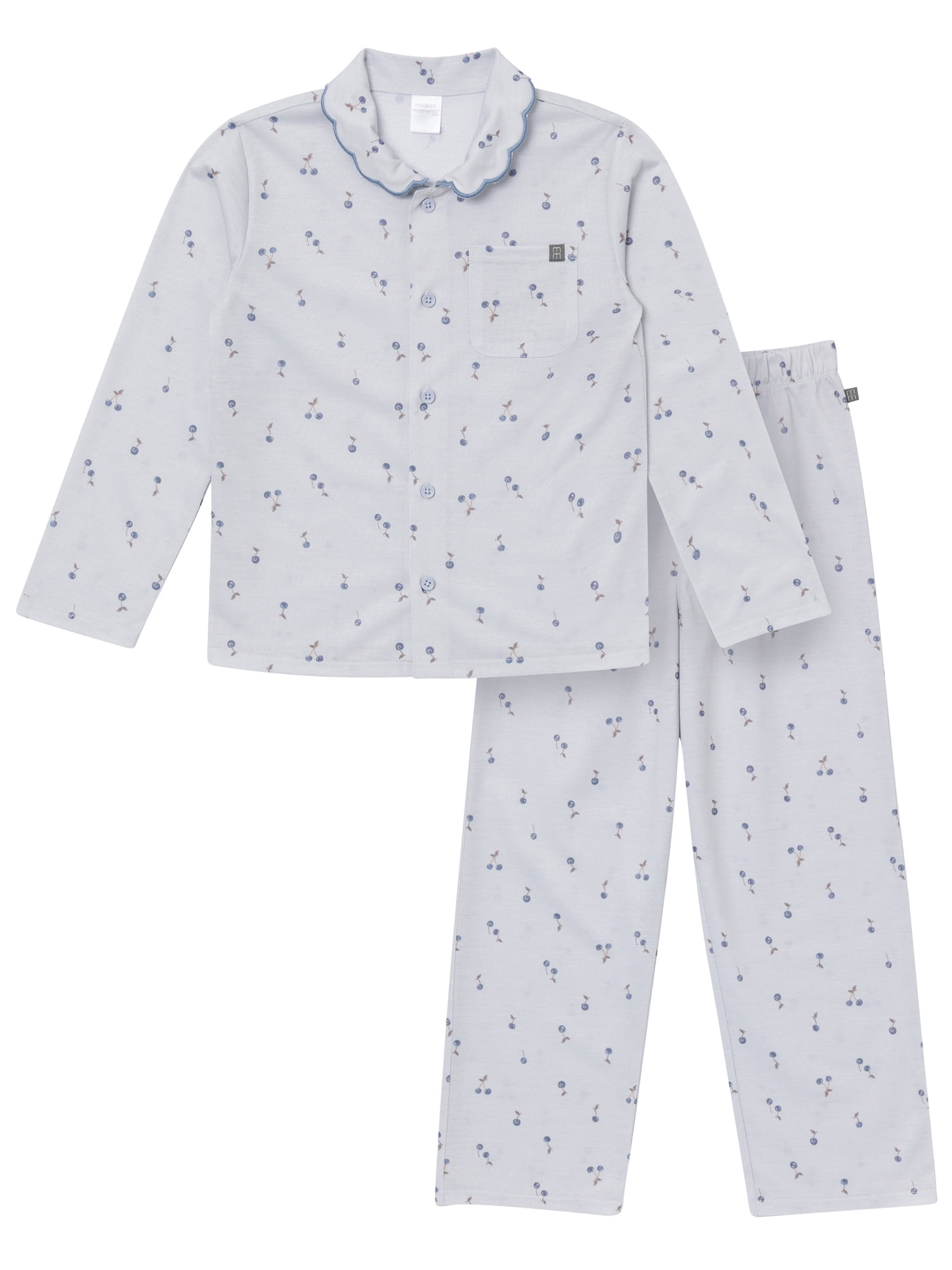 Modern Moments by Gerber Girl Coat Scalloped Collar Pajama Set, 2-Piece, Sizes 6 - 12 Kids
