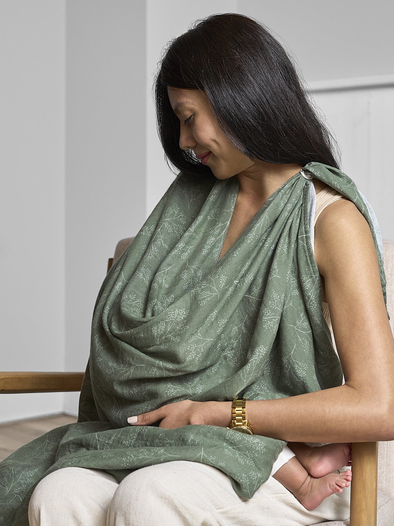 Modern Moments By Gerber Multi-Use Nursing Cover, Swaddle Blanket, Tummy Time Blanket and Burp Cloth&nbsp, One Size, Green