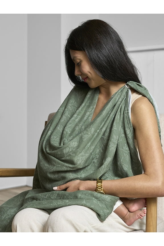 By Gerber Multi-Use Nursing Cover, Swaddle Blanket, Tummy Time Blanket and Burp Cloth , One Size, Green