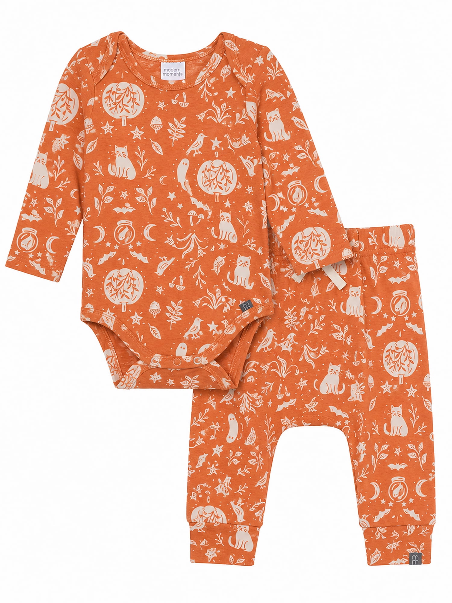 Modern Moments by Gerber Neutral Halloween Bodysuit and Pant Outfit Set, 2-Piece, Sizes Newborn - 18 Months