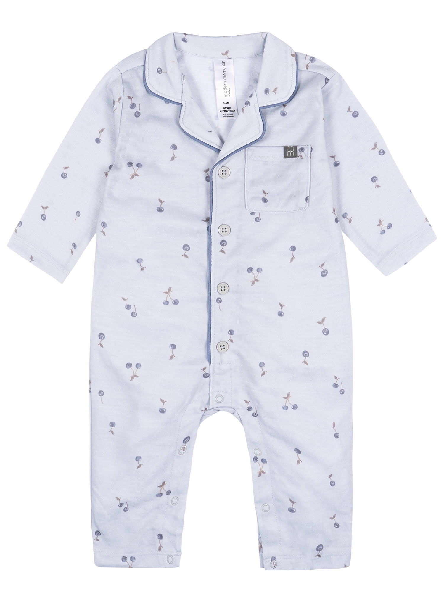 Modern Moments by Gerber Neutral Pajama Romper with Pocket, Sizes 0/3 Months - 18 Months