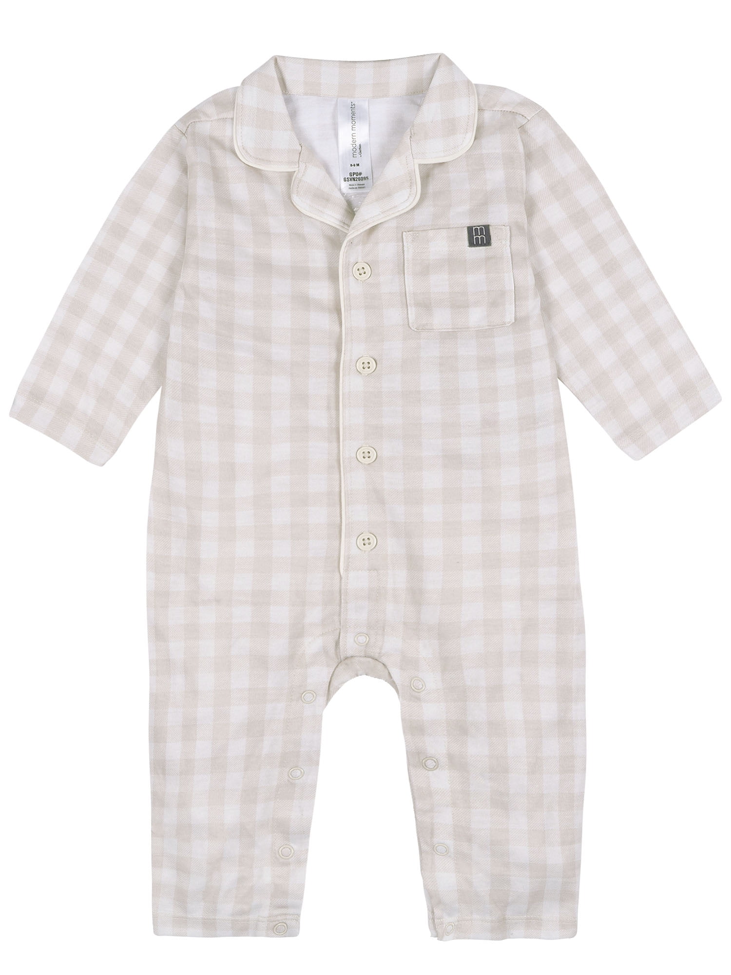 Modern Moments by Gerber Neutral Pajama Romper with Pocket, Sizes 0/3 Months - 18 Months