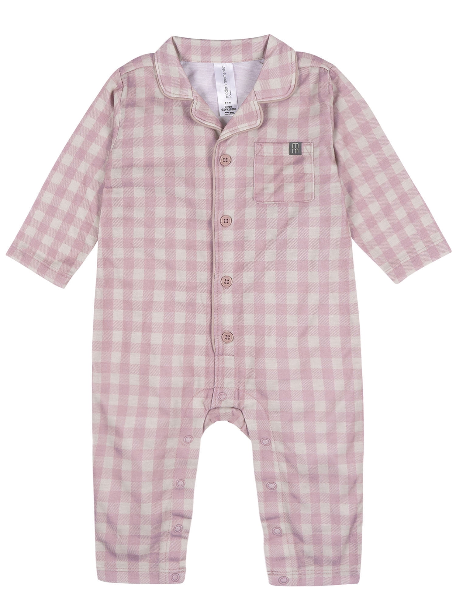 Modern Moments by Gerber Neutral Pajama Romper with Pocket, Sizes 0/3 Months - 18 Months